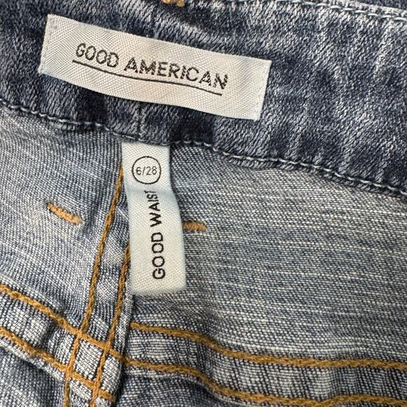 Good American Women's Blue Stretch Distressed High Rise Skinny Jeans Size 6/28 - Picture 7 of 9